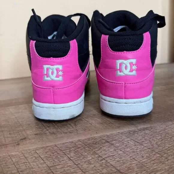DC shoes girls rebound size 4 youth sneakers pink black blue - Picture 3 of 9